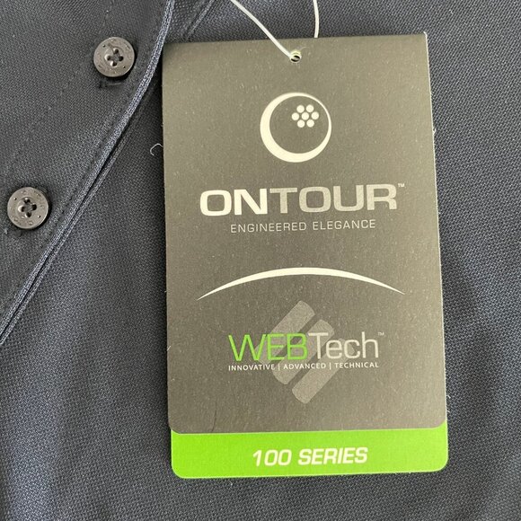 OnTour Brecon Web Tech Athletic LS 5 Button Polyester Polo Shirt Navy Sz XS NWT - Picture 6 of 10